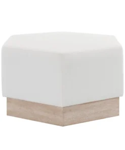 Worlds Away New Arrivals Myra Ottoman Cerused Oak White Linen