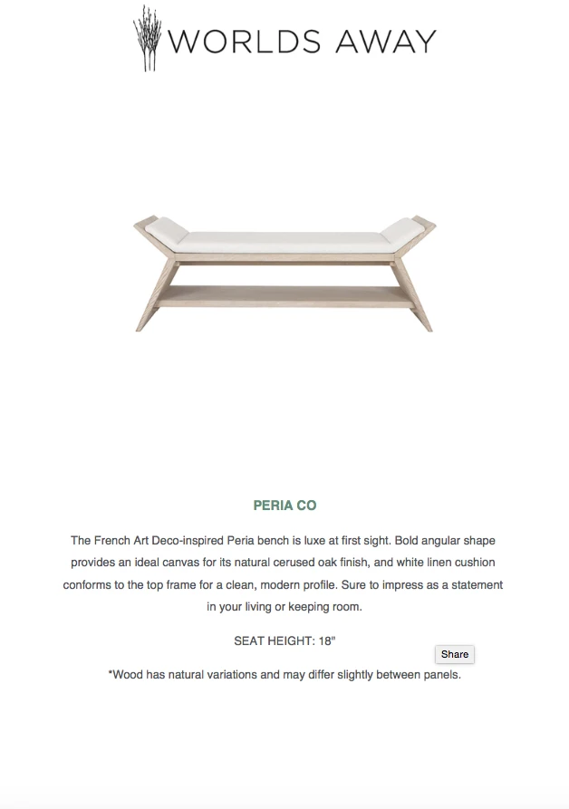 Worlds Away New Arrivals Peria Bench Cerused Oak 5 Worlds Away New Arrivals Peria Bench Cerused Oak