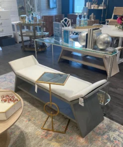 Worlds Away Peria Bench Grey Cerused Oak