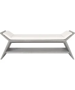 Worlds Away Peria Bench Grey Cerused Oak
