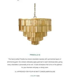 Worlds Away Priscilla Chandelier Gold Leaf