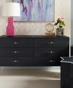 Worlds Away Rutherford Chest Navy Faux Shagreen New Arrivals