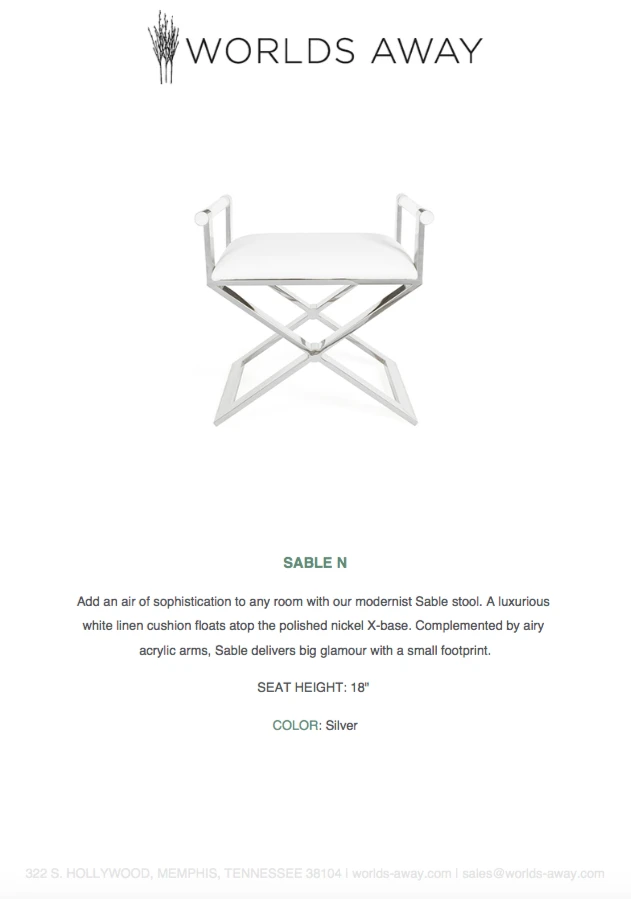 Worlds Away Sable Stool Nickel 5 Worlds Away Sable Stool Nickel