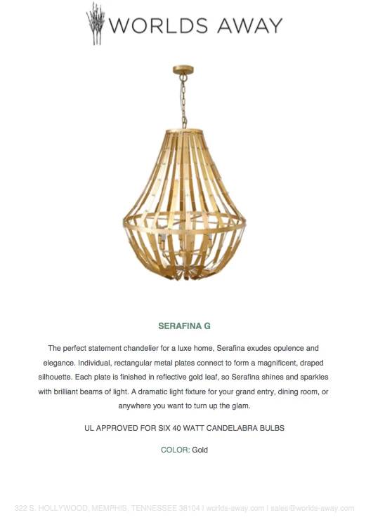 Worlds Away Serafina Chandelier Gold Leaf New Arrivals 4 Worlds Away Serafina Chandelier Gold Leaf New Arrivals