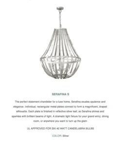 Worlds Away Serafina Chandelier Silver Leaf