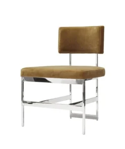 Worlds Away Shaw Chair Nickel And Camel Velvet New Arrivals