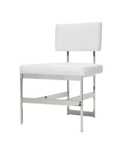 Worlds Away Shaw Chair Nickel And White Vinyl