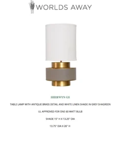 Worlds Away Sherwyn Lamp Gray Shagreen