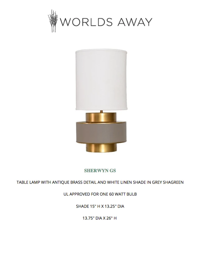 Worlds Away Sherwyn Lamp Gray Shagreen 2 Worlds Away Sherwyn Lamp Gray Shagreen