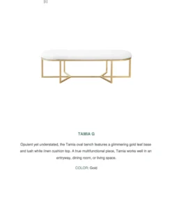 Worlds Away New Arrivals Tamia Bench Gold Leaf