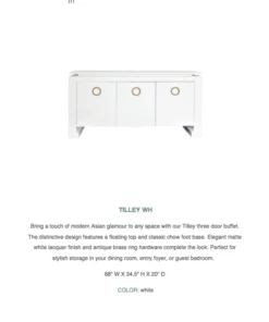 Worlds Away Tilley Buffet White 15 Worlds Away Tilley Buffet White