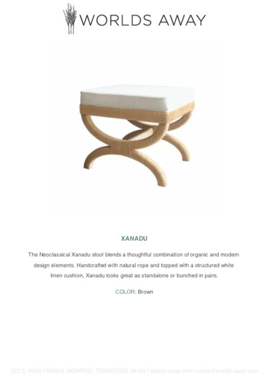 Worlds Away Xanadu Stool 6 Worlds Away Xanadu Stool