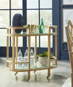 Worlds Away Zaina Bar Cart Cerused Oak