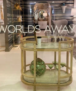 Worlds Away Zaina Bar Cart Cerused Oak