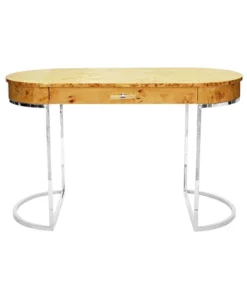 Worlds Away Corbett Oval Desk Burl And Nickel